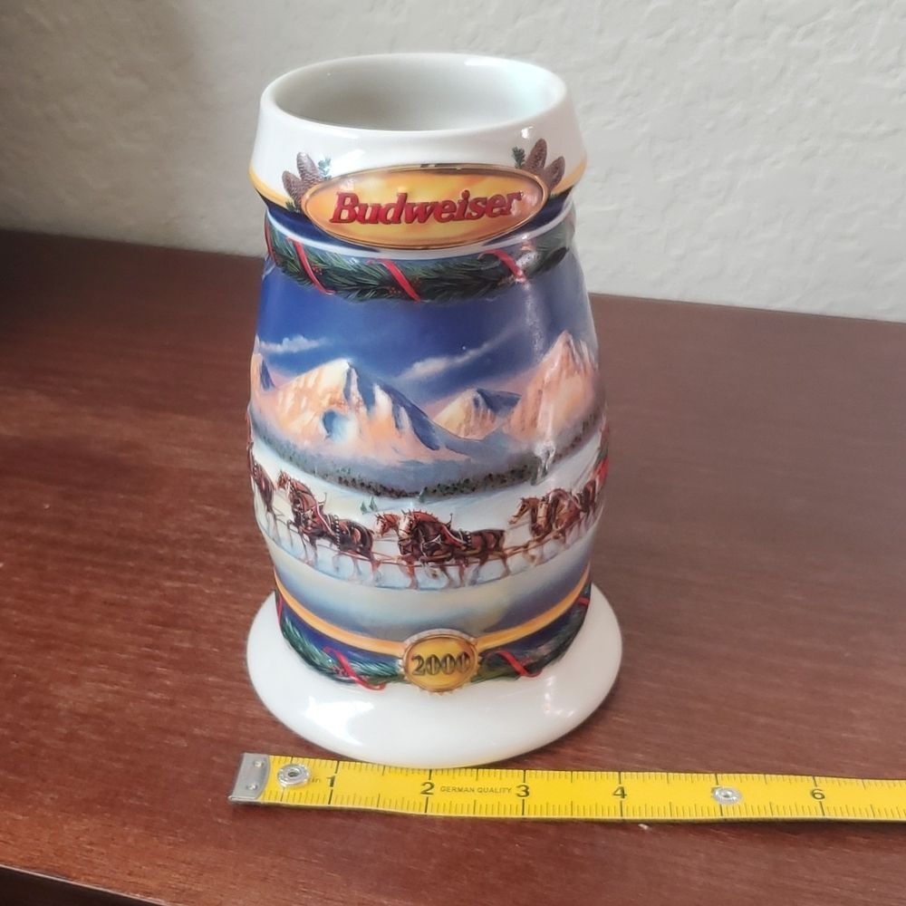 Vintage 2000 Budweiser Holiday Stein Holiday in the Mountains CS416 Clydesdales - Picture 10 of 10